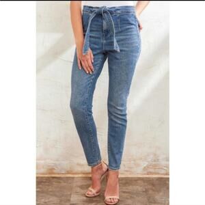 BLANKNYC The Great Jones High Rise Tie Waist Skinny Blue Denim Jean Size 26
